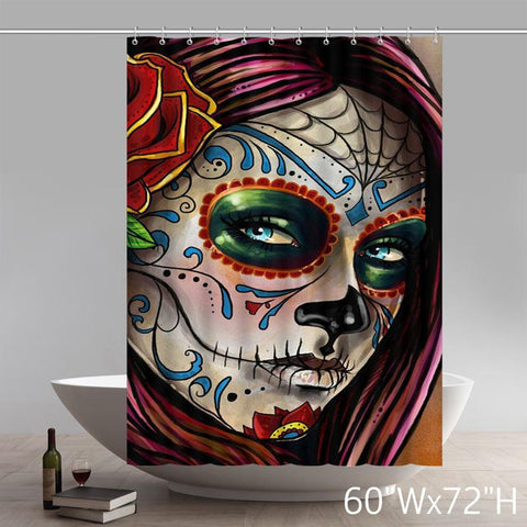 Image of Liberty Art Design Flower Sugar Skull Shower Curtains