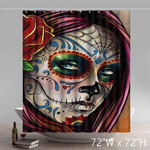 Image of Liberty Art Design Flower Sugar Skull Shower Curtains