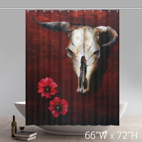Image of Liberty Art Painting Skull Some Bones Bathroom Polyester Fabric Shower Curtains