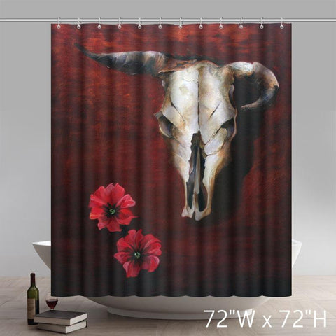 Image of Liberty Art Painting Skull Some Bones Bathroom Polyester Fabric Shower Curtains