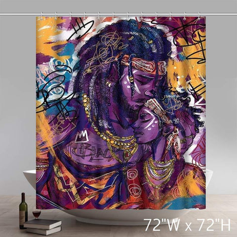 Image of Liberty African Black Art Twin Flame Shower Curtains