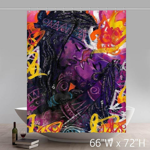 Image of Black Women Art Chiamaka God Is Gorgeous HairBlack Artists Bathroom Kitchen Shower Curtains Custom