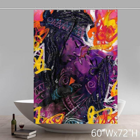 Image of Black Women Art Chiamaka God Is Gorgeous HairBlack Artists Bathroom Kitchen Shower Curtains Custom