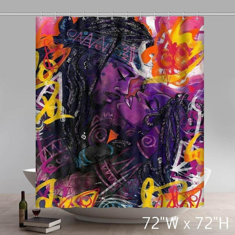 Image of Black Women Art Chiamaka God Is Gorgeous HairBlack Artists Bathroom Kitchen Shower Curtains Custom