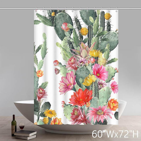 Image of Desert Series Demonstration Of Orange Cactus Flowers Shower Curtains Custom