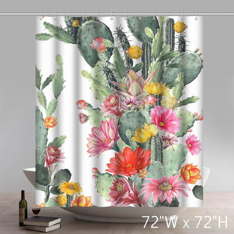 Image of Desert Series Demonstration Of Orange Cactus Flowers Shower Curtains Custom