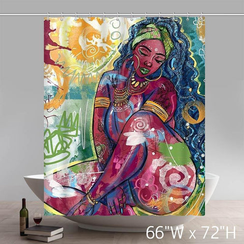 Image of Dope Black African American Art Sexy Girl Shower Curtains Custom