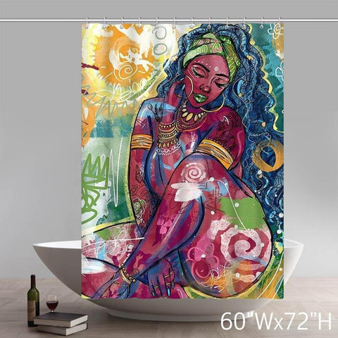 Image of Dope Black African American Art Sexy Girl Shower Curtains Custom