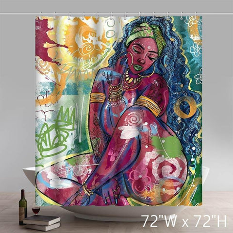 Image of Dope Black African American Art Sexy Girl Shower Curtains Custom