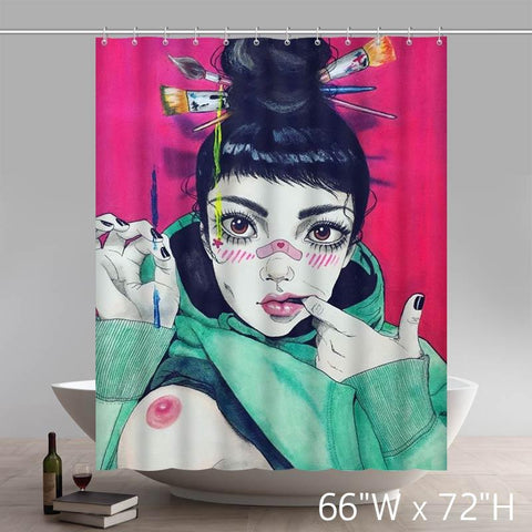 Image of Sexy Woman Lovely Girl Bathroom Kitchen Shower Curtains Custom