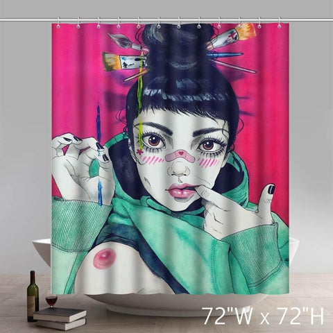 Image of Sexy Woman Lovely Girl Bathroom Kitchen Shower Curtains Custom