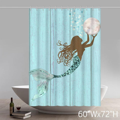 Image of Personalized Custom Liberty Art Mermaid Mother Paintings Waterproof Shower Curtains