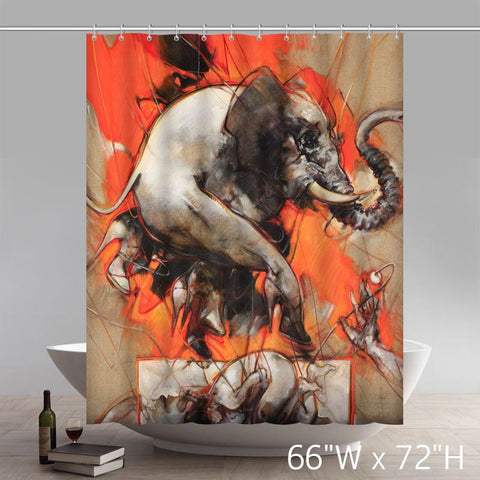 Image of Personalized Custom Liberty Art Painting Elephant Vanni Saltarelli Waterproof Shower Curtains
