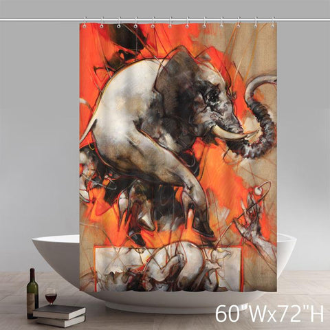 Image of Personalized Custom Liberty Art Painting Elephant Vanni Saltarelli Waterproof Shower Curtains