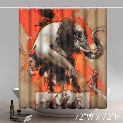 Image of Personalized Custom Liberty Art Painting Elephant Vanni Saltarelli Waterproof Shower Curtains