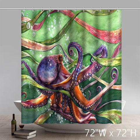Image of Personalized Custom Liberty Art Painting Octopus Waterproof Shower Curtains