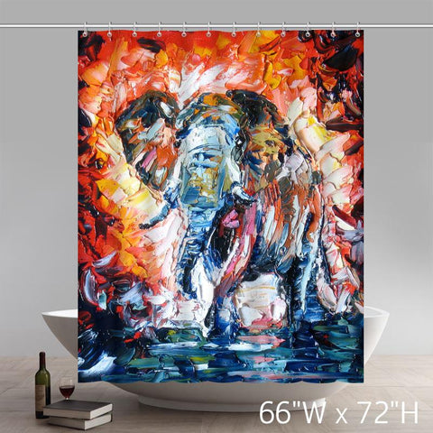 Image of Personalized Custom Liberty Art Painting Oily Elephant Waterproof Shower Curtains