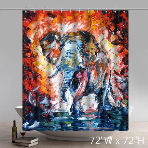 Image of Personalized Custom Liberty Art Painting Oily Elephant Waterproof Shower Curtains
