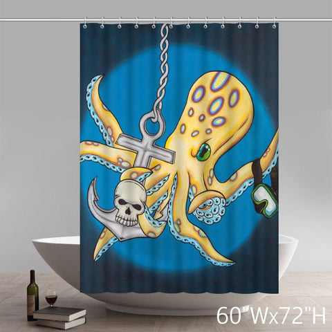 Image of Personalized Custom Liberty Art Painting Toxic octopus by Zak Trevett Waterproof Shower Curtains
