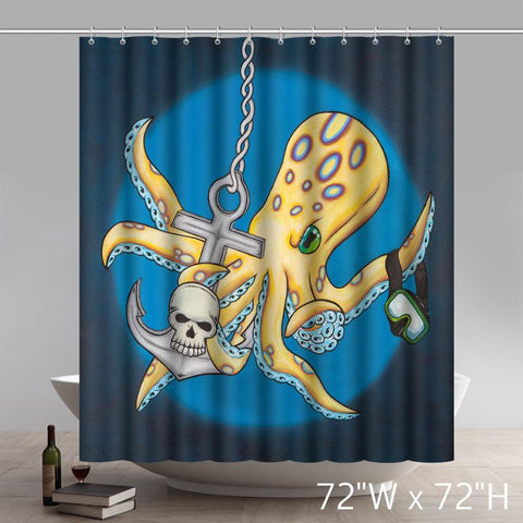 Image of Personalized Custom Liberty Art Painting Toxic octopus by Zak Trevett Waterproof Shower Curtains