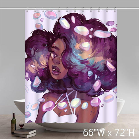 Image of Personalized Liberty Art African American Black Women Painting Waterproof Shower Curtain