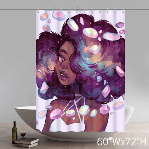 Image of Personalized Liberty Art African American Black Women Painting Waterproof Shower Curtain