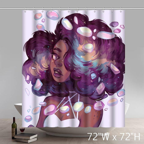 Image of Personalized Liberty Art African American Black Women Painting Waterproof Shower Curtain