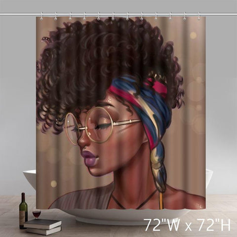 Image of Personalized Art Black Girl Comic Art Waterproof Shower Curtain