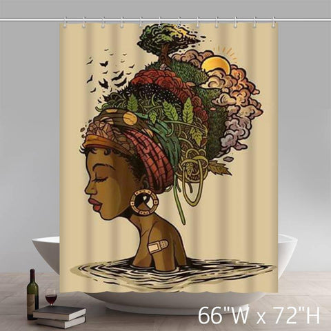 Image of Personalized Liberty Art Gender Equality Nigerian Women Waterproof Shower Curtain