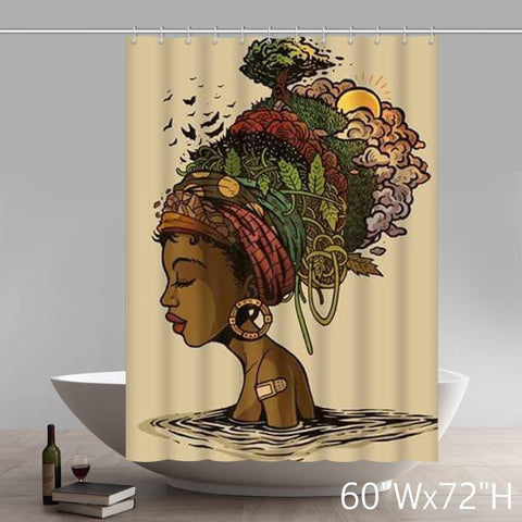 Image of Personalized Liberty Art Gender Equality Nigerian Women Waterproof Shower Curtain