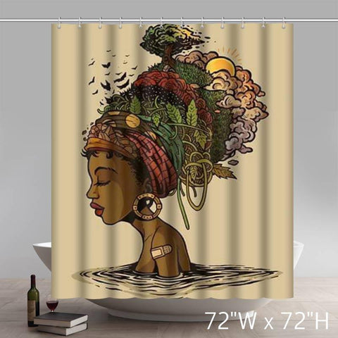 Image of Personalized Liberty Art Gender Equality Nigerian Women Waterproof Shower Curtain