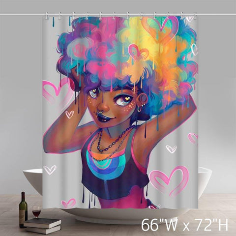 Image of Personalized Art Peyton Black Girl Magic Waterproof Shower Curtain
