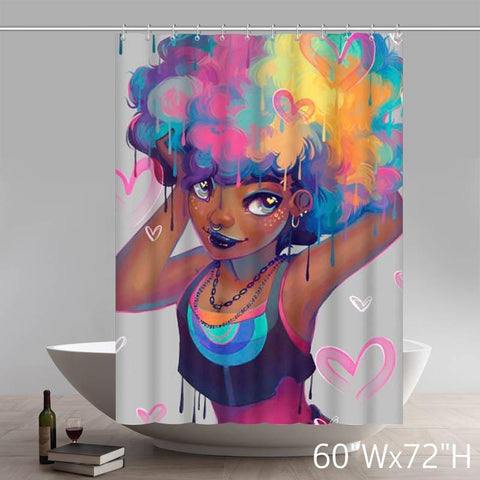 Image of Personalized Art Peyton Black Girl Magic Waterproof Shower Curtain