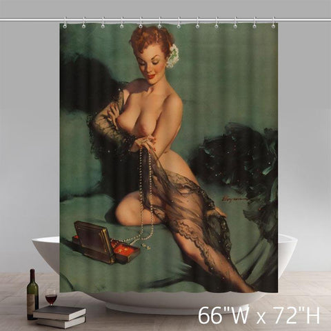 Image of Sexy Funny Vintage Retro Pin-up Lady Personalized Custom Shower Curtain