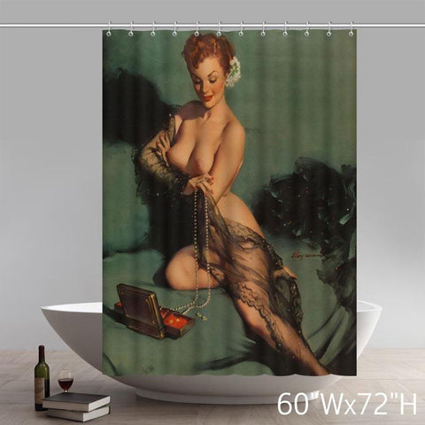 Image of Sexy Funny Vintage Retro Pin-up Lady Personalized Custom Shower Curtain