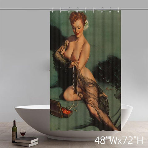 Image of Sexy Funny Vintage Retro Pin-up Lady Personalized Custom Shower Curtain