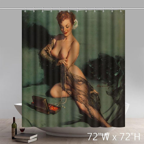 Image of Sexy Funny Vintage Retro Pin-up Lady Personalized Custom Shower Curtain