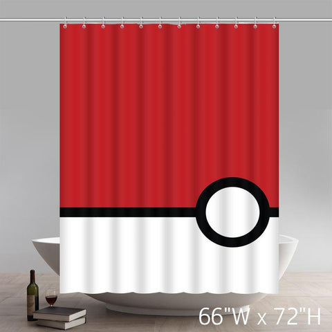 Image of Geometric Pokemon Minimalistic Poke Balls Best Home Fashion Custom Fabric Bathroom Shower Curtain