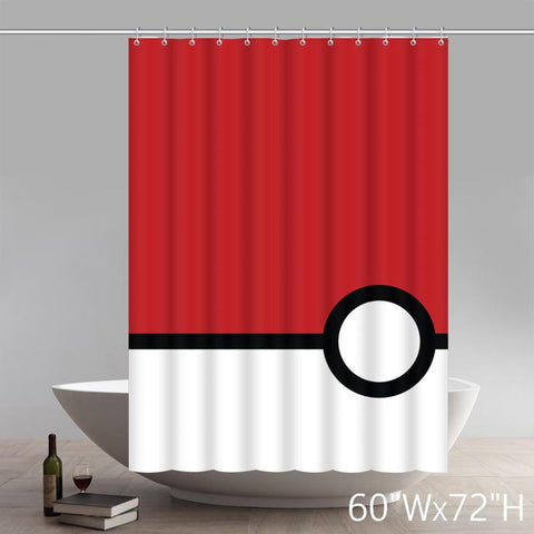 Image of Geometric Pokemon Minimalistic Poke Balls Best Home Fashion Custom Fabric Bathroom Shower Curtain