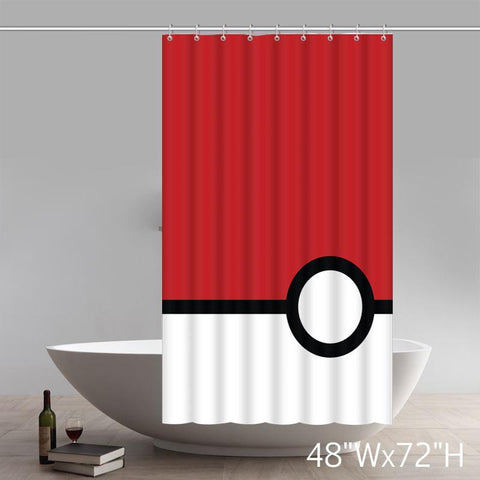 Image of Geometric Pokemon Minimalistic Poke Balls Best Home Fashion Custom Fabric Bathroom Shower Curtain