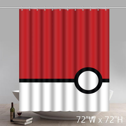 Image of Geometric Pokemon Minimalistic Poke Balls Best Home Fashion Custom Fabric Bathroom Shower Curtain