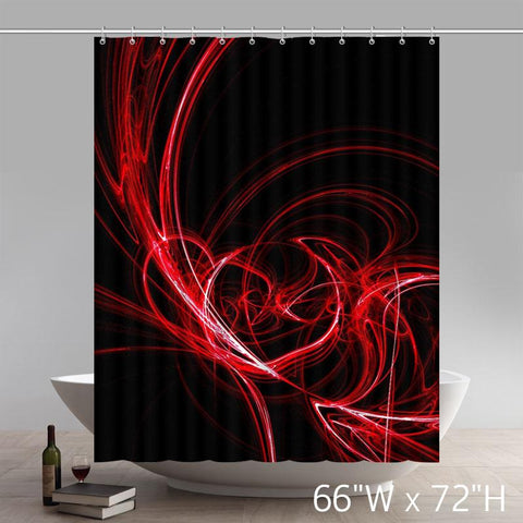 Image of Liberty Art Abstract Red Circles Lines Black Background Wallpaper Shower Curtain