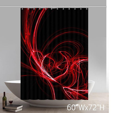 Image of Liberty Art Abstract Red Circles Lines Black Background Wallpaper Shower Curtain