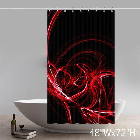 Image of Liberty Art Abstract Red Circles Lines Black Background Wallpaper Shower Curtain