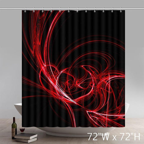 Image of Liberty Art Abstract Red Circles Lines Black Background Wallpaper Shower Curtain