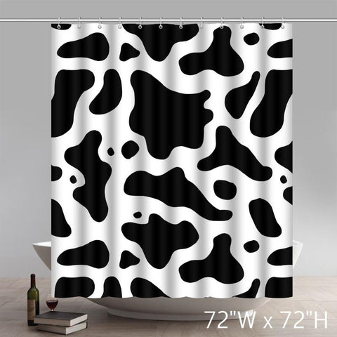 Image of Custom Seamless Texture Of Cow Hide Polyester Fabric Bathroom Shower Curtain
