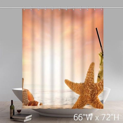 Image of Seaside & Sunset Custom Sea Paradise Beach Seascape Refreshing Summer Palm Tree Coconut Palm Tree Shower Curtains