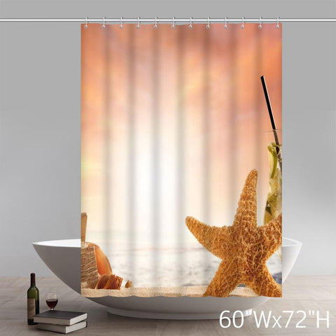 Image of Seaside & Sunset Custom Sea Paradise Beach Seascape Refreshing Summer Palm Tree Coconut Palm Tree Shower Curtains