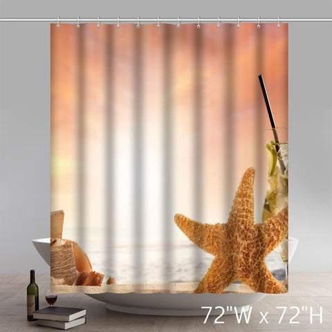 Image of Seaside & Sunset Custom Sea Paradise Beach Seascape Refreshing Summer Palm Tree Coconut Palm Tree Shower Curtains