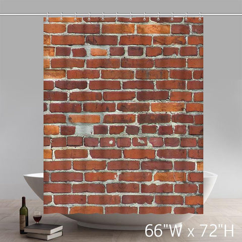 Image of Brick Wall Pattern Stone And Rock Wall Art Polyester Fabric Custom Home Decor Shower Curtain